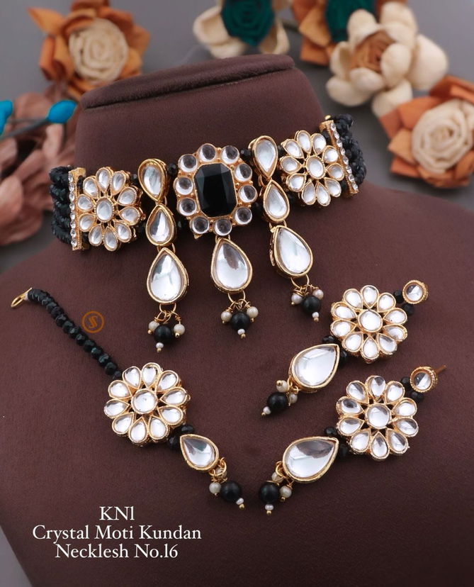 KN 16 Designer Crystal Moti Kundan Necklace Set Manufacturers
